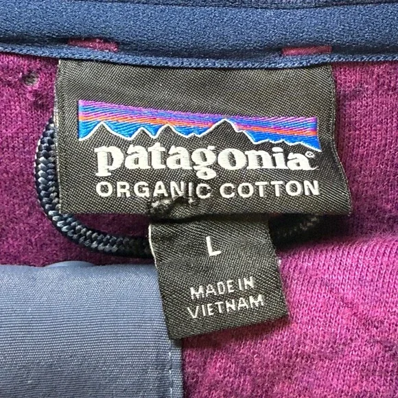 Patagonia Quilted Organic Cotton Purple Pullover Sweatshirt Women Size L - Picture 3 of 11